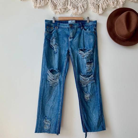 One Teaspoon Denim - One Teaspoon Distressed Cropped Boyfriend Jeans